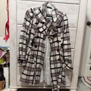 Plaid Button Up Trench Coat